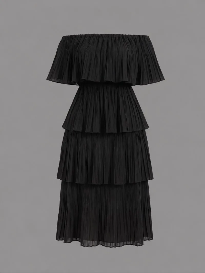 Dress Plisket Pesta Sabrina Hitam